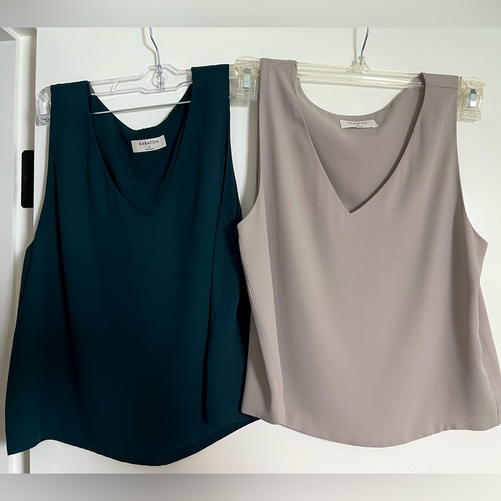 (2) Aritzia Babaton Murphy Blouses V-Neck (teal & grey)